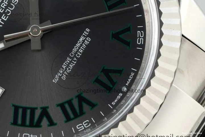 0212 DateJust 41 126334 NTF 1:1 Best Edition 904L Steel Gray Dial Green Roman on Oyster Bracelet VR ZeroBulk 2285